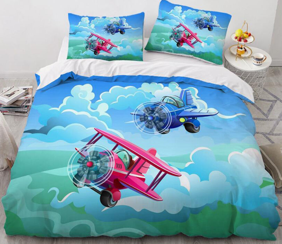 3D Cartoons Aircraft 55159 Bed Pillowcases Quilt