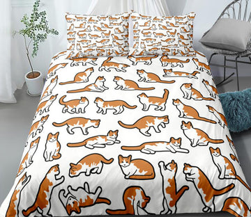 3D Many Orange Cats 0088 Bed Pillowcases Quilt