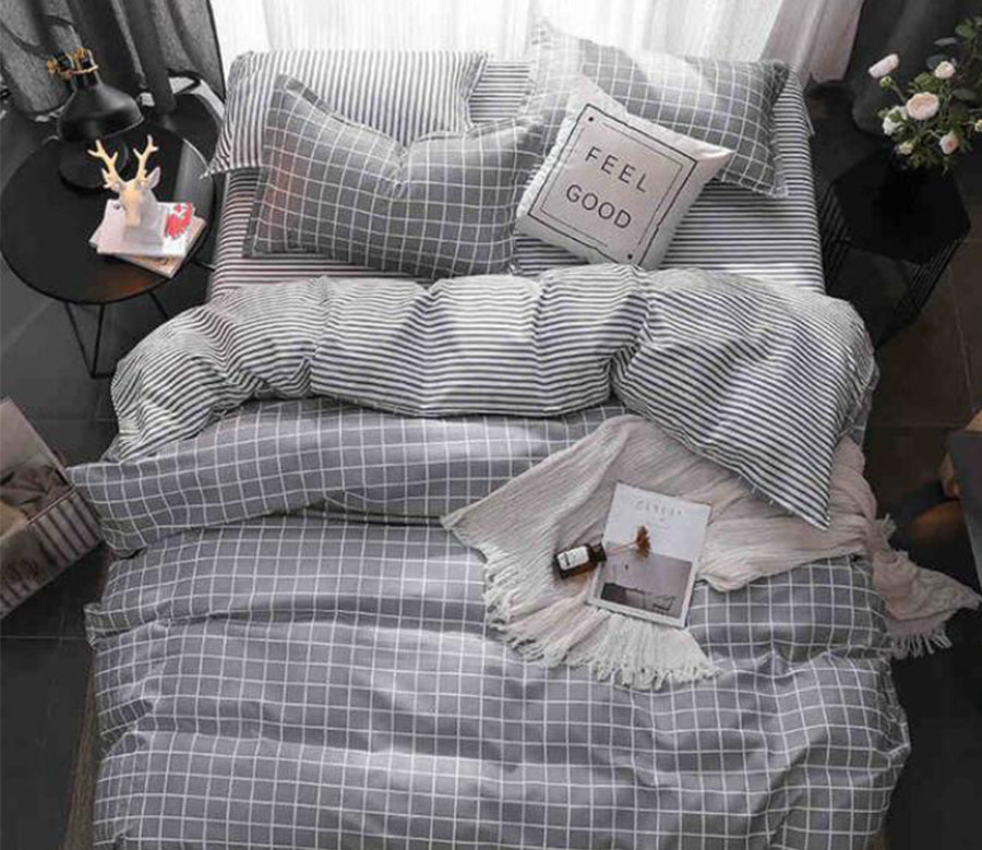 3D White Grid 8075 Bed Pillowcases Quilt