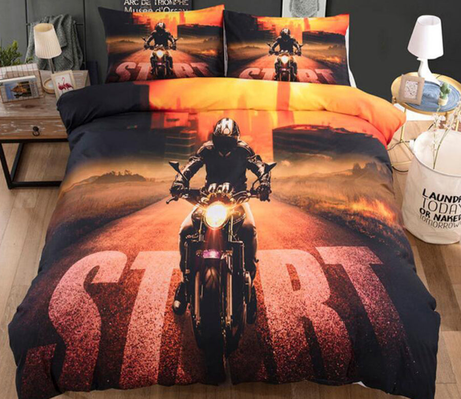 3D Motorcycle Starting Point 66121 Bed Pillowcases Quilt