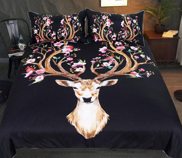 3D Deer Head Antlers 1127 Bed Pillowcases Quilt