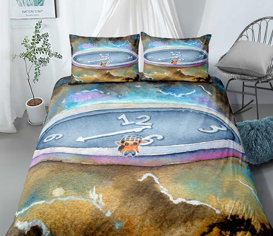 3D Clock Girl 99148 Bed Pillowcases Quilt