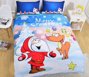 3D Cartoons Santa Claus 1074 Bed Pillowcases Quilt