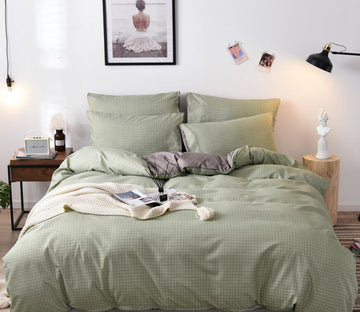 3D Light Green Checkered 9998 Bed Pillowcases Quilt