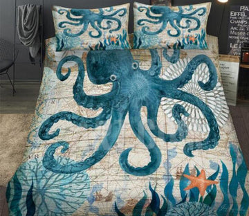 3D Octopus 1197 Bed Pillowcases Quilt