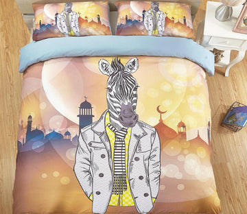 3D Fashion Zebra Man 1112 Bed Pillowcases Quilt