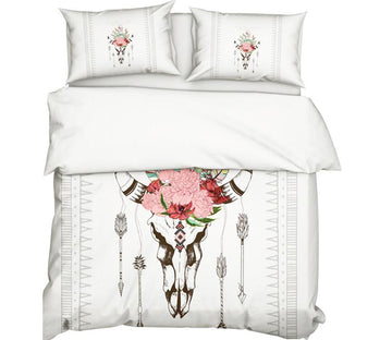 3D Deer Head Flower White 9920 Bed Pillowcases Quilt