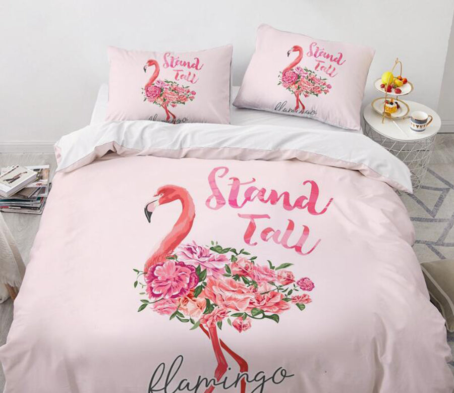 3D Flamingo Flower 7755 Bed Pillowcases Quilt