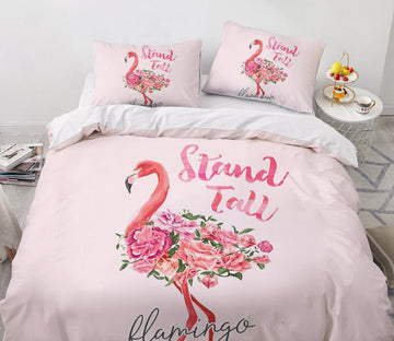 3D Flamingo Flower 7755 Bed Pillowcases Quilt