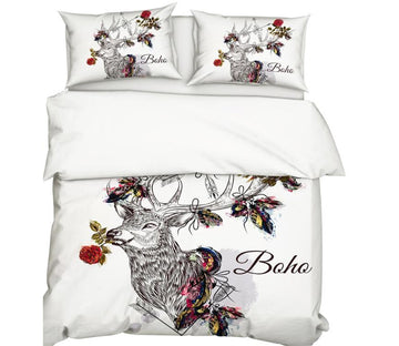 3D Deer Flower 9922 Bed Pillowcases Quilt