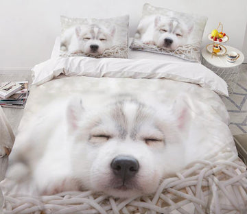 3D Puppy Husky 7788 Bed Pillowcases Quilt