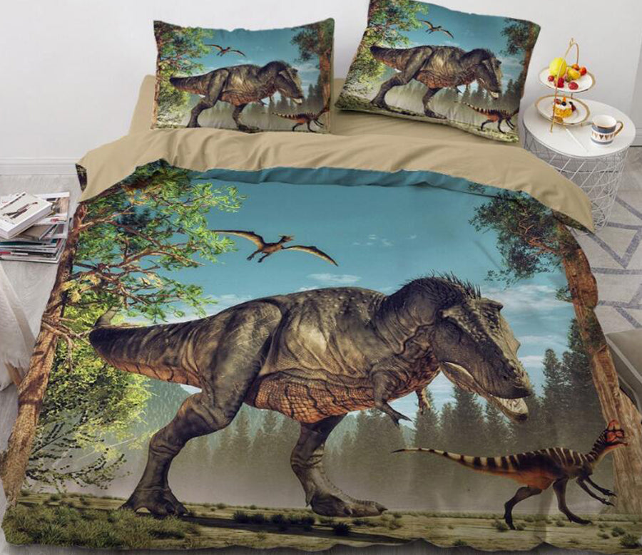 3D Dinosaur Forest 7750 Bed Pillowcases Quilt