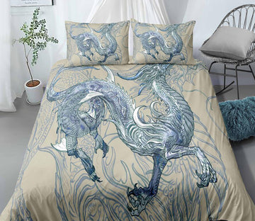 3D Gray Blue Dragon 0085 Bed Pillowcases Quilt