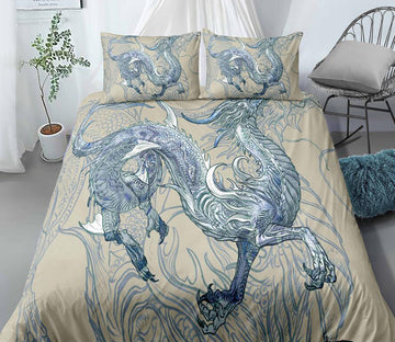 3D Gray Blue Dragon 0085 Bed Pillowcases Quilt