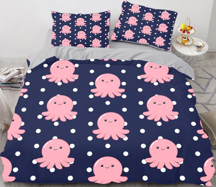 3D Cartoons Pink Octopus 028 Bed Pillowcases Quilt