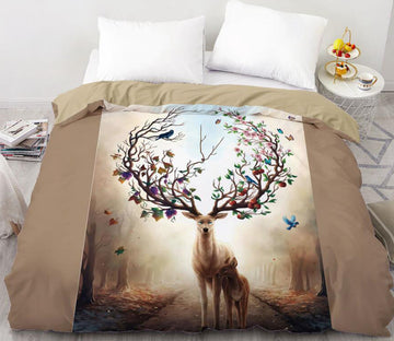 3D Butterfly Corner Deer 8864 Bed Pillowcases Quilt