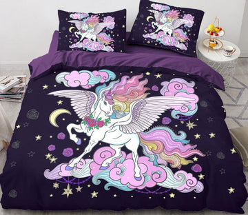 3D Unicorn Color Cloud 151 Bed Pillowcases Quilt