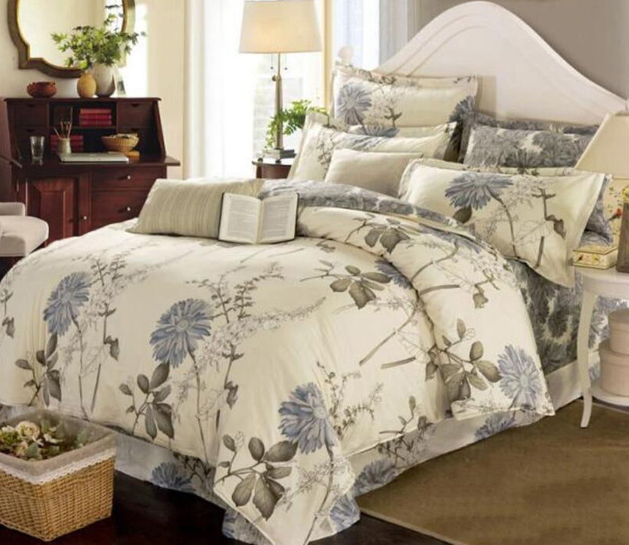 3D Gray Blue Flower 66171 Bed Pillowcases Quilt
