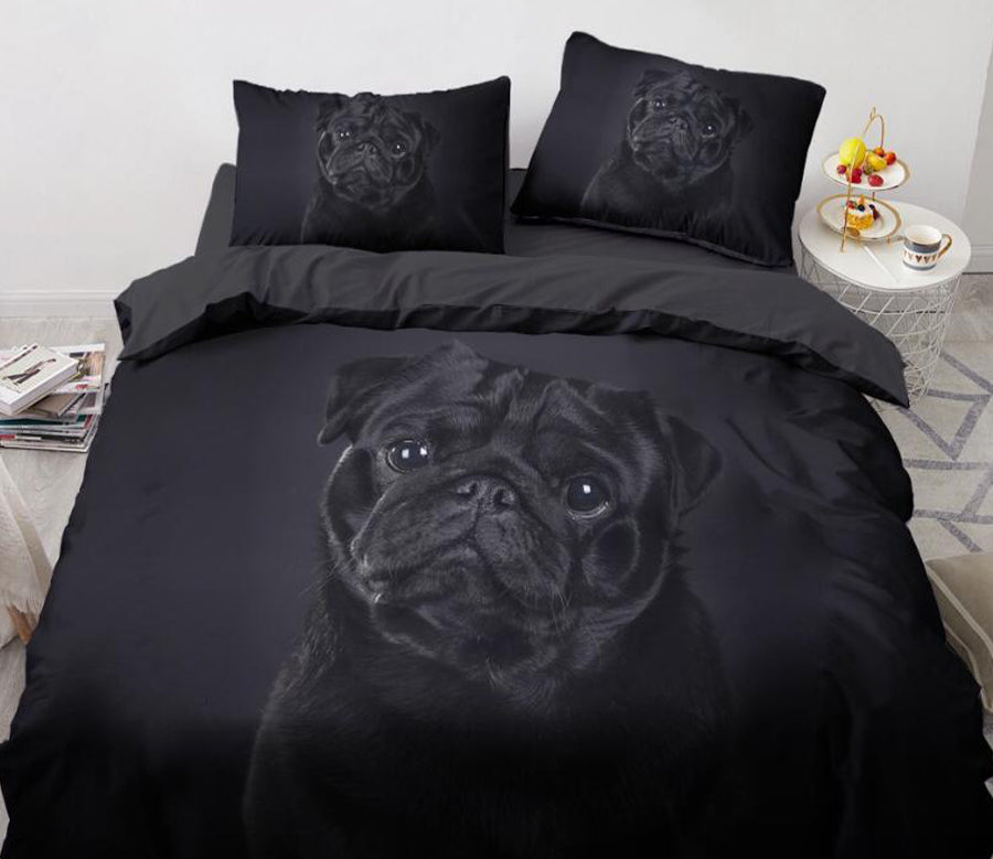 3D Black Puppy 77104 Bed Pillowcases Quilt