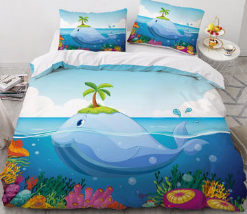 3D Cartoons Whale Coral 55158 Bed Pillowcases Quilt