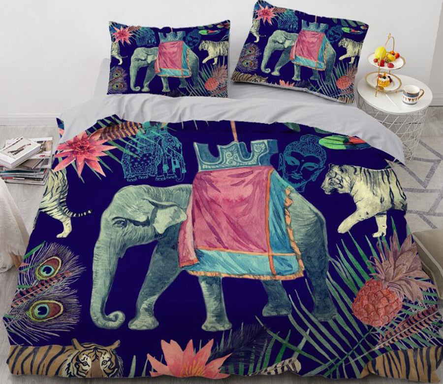 3D Tiger Elephant 88192 Bed Pillowcases Quilt