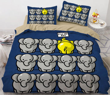 3D Cartoons Elephant 8834 Bed Pillowcases Quilt