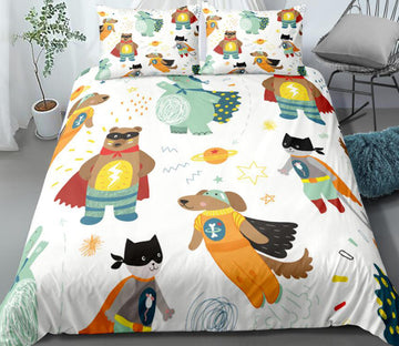 3D Cartoons Bear Cat Dog 0108 Bed Pillowcases Quilt