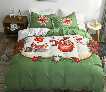 3D Green Christmas Gift 1072 Bed Pillowcases Quilt