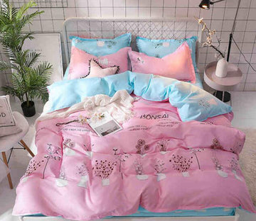 3D Pink Blue 8084 Bed Pillowcases Quilt