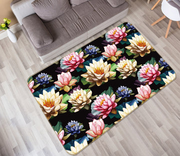 3D Many Lotus 25218 Non Slip Rug Mat