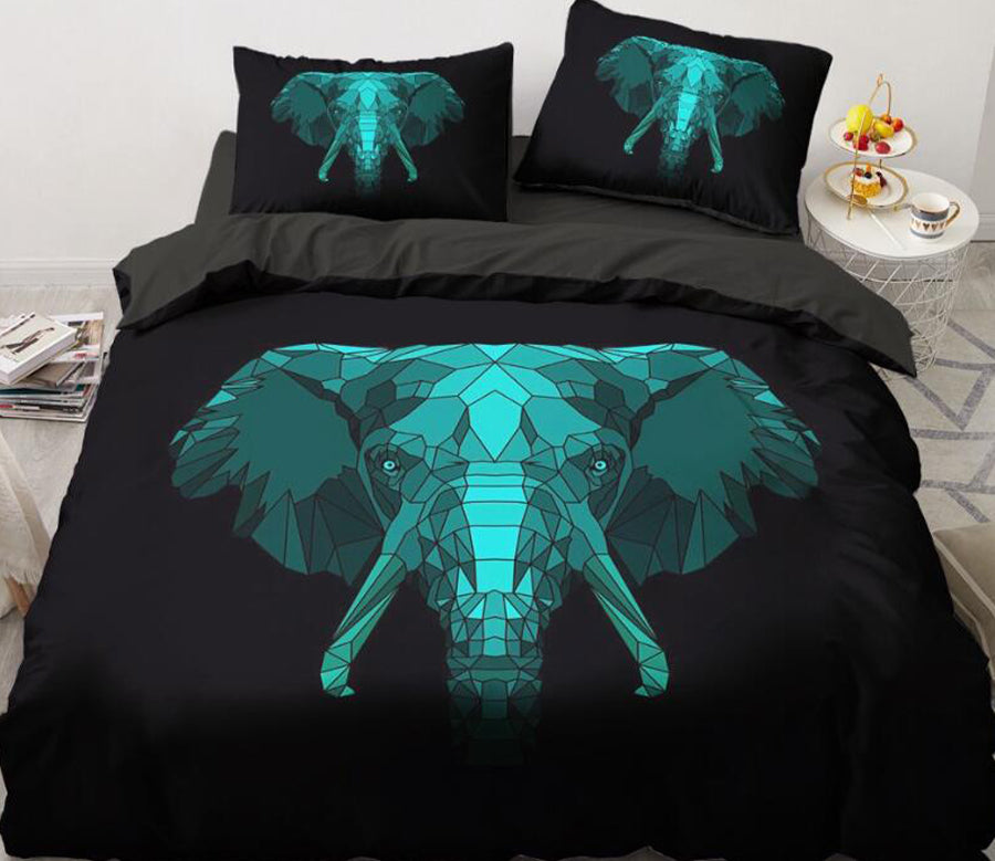 3D Green Elephant 88123 Bed Pillowcases Quilt