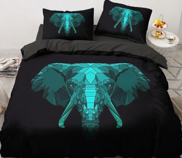 3D Green Elephant 88123 Bed Pillowcases Quilt