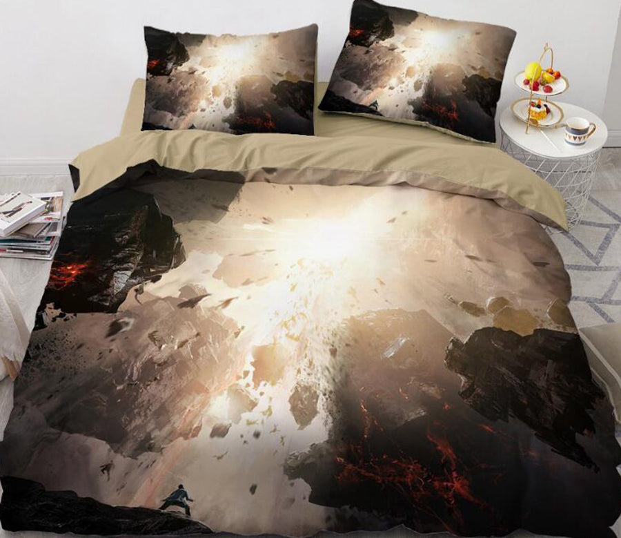 3D Big Stone Drop 7718 Bed Pillowcases Quilt
