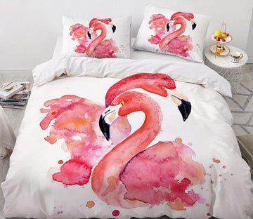 3D Watercolor Flamingo 7764 Bed Pillowcases Quilt