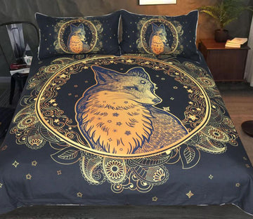 3D Golden Fox Ring 1042 Bed Pillowcases Quilt