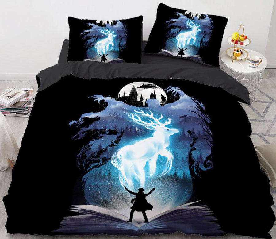 3D Book Deer Castle 8887 Bed Pillowcases Quilt