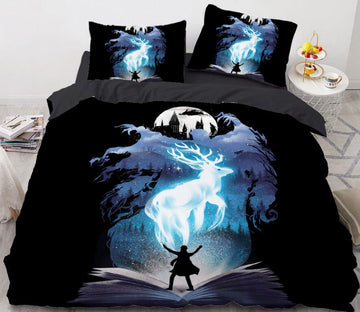 3D Book Deer Castle 8887 Bed Pillowcases Quilt