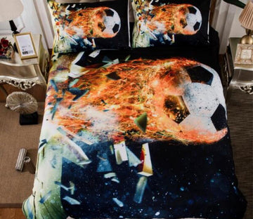 3D Flame Football Fragments 11103 Bed Pillowcases Quilt