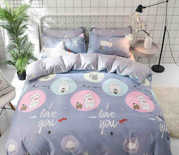 3D Gray Background Cat 8090 Bed Pillowcases Quilt