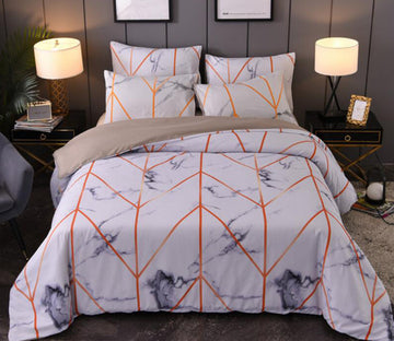 3D Orange Lines 66178 Bed Pillowcases Quilt