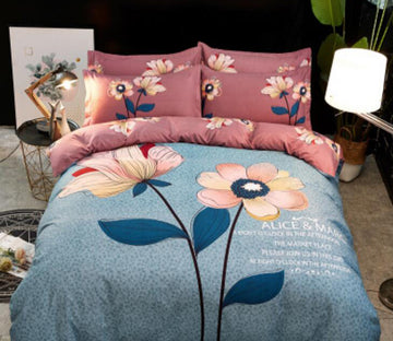 3D Two Flowers 1105 Bed Pillowcases Quilt