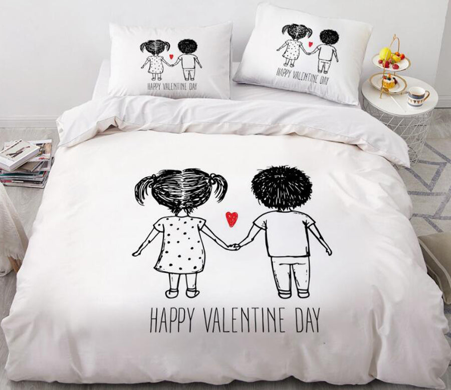 3D Cartoons Boy And Girl Back View 55193 Bed Pillowcases Quilt