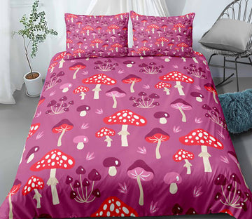 3D Fuchsia Red Small Mushroom 0119 Bed Pillowcases Quilt