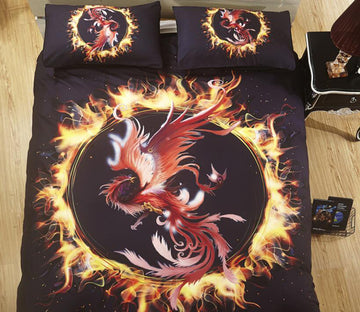 3D Circle Of Fire Phoenix 1067 Bed Pillowcases Quilt
