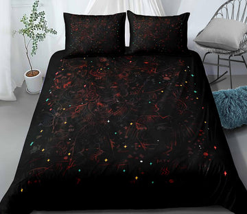 3D Black Red Star Point 1127 Bed Pillowcases Quilt