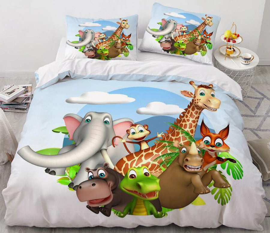 3D Cartoons Animal Group 55194 Bed Pillowcases Quilt