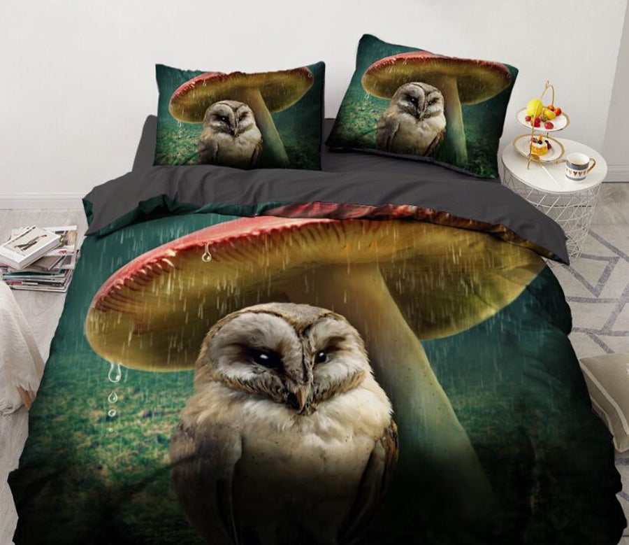 3D Owl Mushroom 8008 Bed Pillowcases Quilt