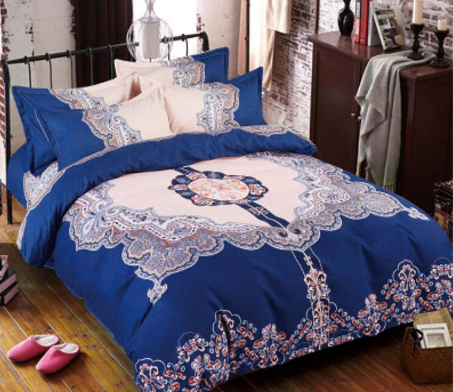 3D Navy Blue Flower Pattern 1149 Bed Pillowcases Quilt