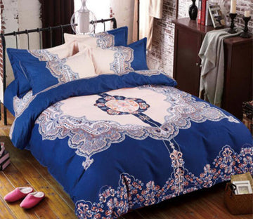 3D Navy Blue Flower Pattern 1149 Bed Pillowcases Quilt