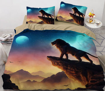 3D Lion Cliff 8849 Bed Pillowcases Quilt